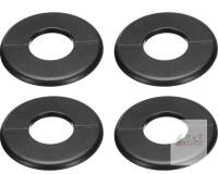 New - 4pcs Wall Split Flange 130mm / 65mm OD Escutcheon Plate ABS Round Self-Adhesive Water Pipe Faucet Decoration Accessories, Black