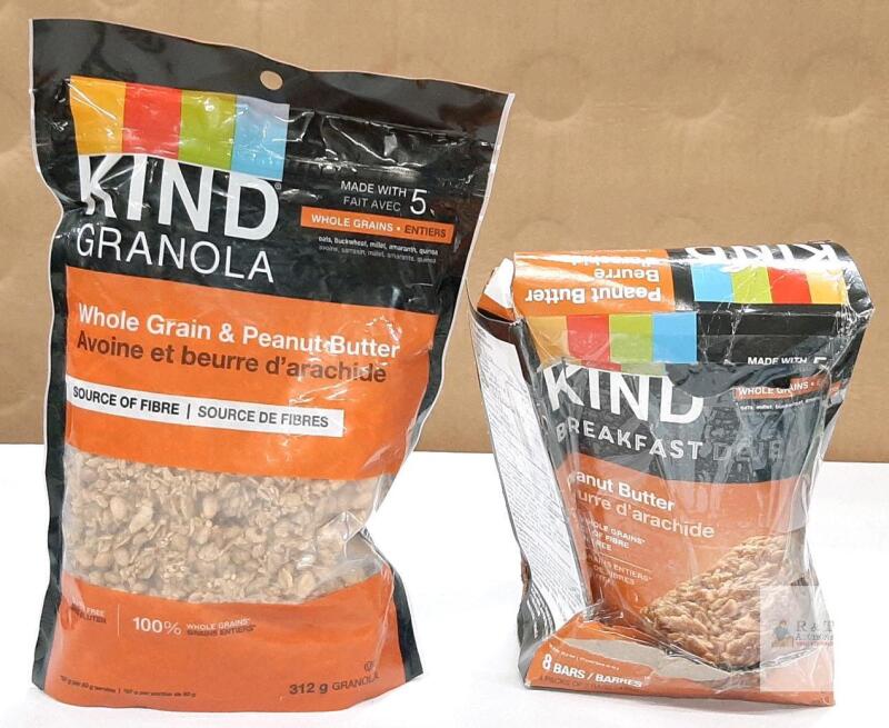 KIND Granola Whole Grain Peanut Butter 312g & KIND Breakfast Bars Peanut Butter 8ct, Unopened Packs