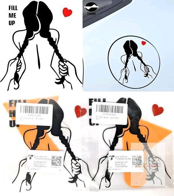 [Adults Only] 2 New Adult Humor "Fill Her Up" Fuel Flap Automobile Vinyl Decals 4.75" &times; 4.75" Each