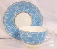 Vintage Coalport Cauldon Blue and White Flower Cup & Saucer . Both Ring True . No chips or cracks
