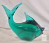 Hand-Blown Art Glass Fish Figurine, Teal Green, Murano, 7.5" Long, Polished Pontil