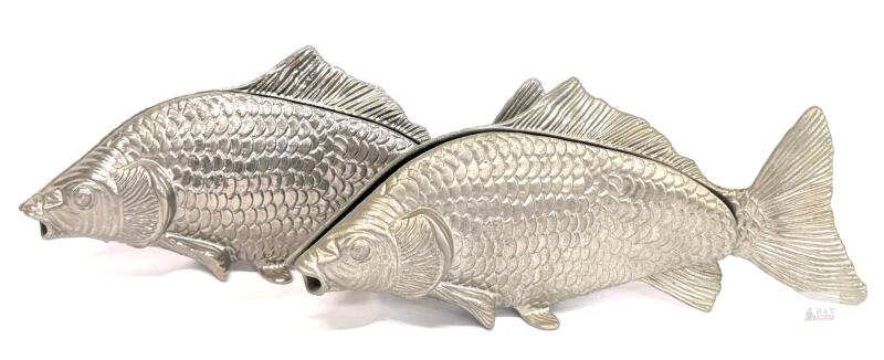 Vintage Italian Silver-Plated Fish-Shaped Napkin Holders, 7.8" Length, Set of 2