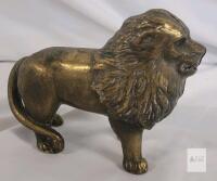 Antique A.C. Williams Cast Iron Lion Coin Bank, Circa 1905-1931, 5.25" Length, Made in Canada