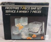 Mikasa Crystal Frostfire 7-Piece Bar Set RC101/021 &ndash; Ice Bucket, 5 Tumblers & Tongs, Japan