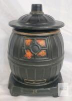 McCoy Pot Belly Stove Cookie Jar, Black Ceramic, ca. 1960s-70s, 9.5" Tall, Vintage USA Marked no chips or cracks