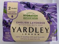 Yardley London English Lavender Botanical Bath Bar, 2 Bars, 4 oz Each, Paraben-Free, Essential Oils
