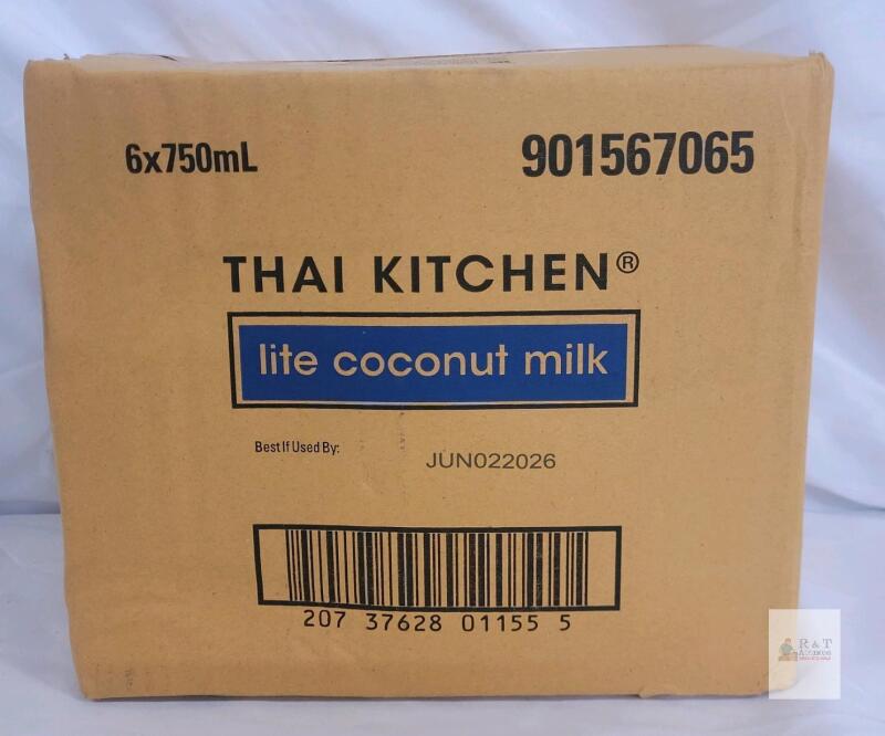 Thai Kitchen Lite Coconut Milk, 25.36 fl. oz. (750 mL) Cartons, Case of 6, Unsweetened, Gluten-Free