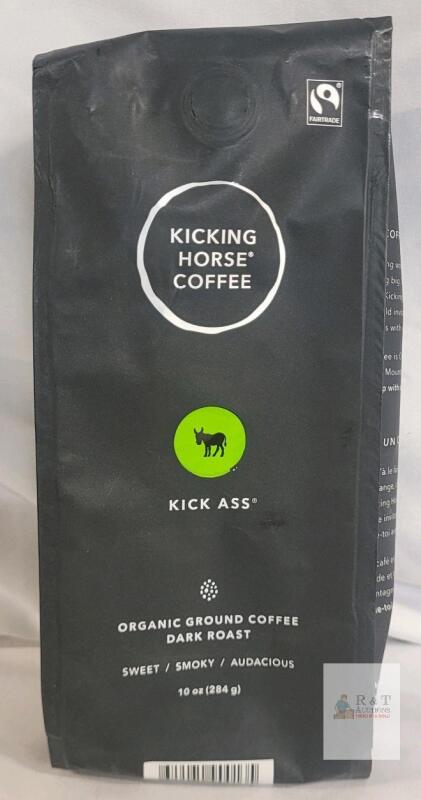 Kicking Horse Coffee Kick Ass Dark Roast, Organic Ground, Fairtrade, 10 oz (284 g), Exp 08-2027