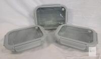 new Safdie & Co. Rectangular Glass Food Storage Containers Set 3-Pack, 34 oz, Locking Lids, Stackable