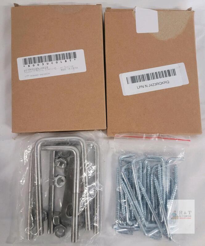 new hardware lot Square U-Bolt Set S23060100ux6618 with Hardware, Zinc-Plated Steel, 3/8" x 2" x 5"