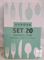 ANNOVA 20-Piece Stainless Steel Silverware Set, Service for 4, AN23-20PNK, Original Box