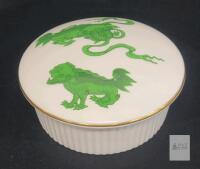 Wedgwood Chinese Tigers Green Bone China Lidded Box, 3.25" Diameter
