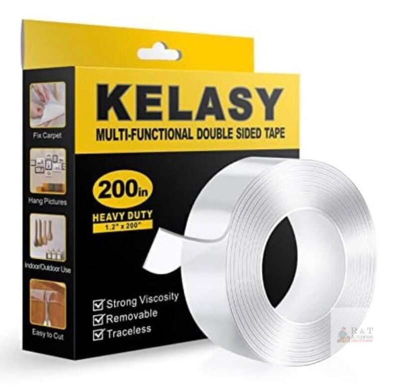 Kelasy Double Sided Nano Tape 1.2" x 200", Heavy Duty, Removable, Clear, Strong Adhesive
