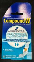 Compound W One Step Invisible Wart Remover Pads, 14-Pack, 40% Salicylic Acid, Waterproof, Exp 2029