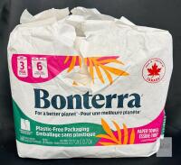 Bonterra Paper Towels 3 Mega Rolls (480 Sheets), 2-Ply, Plastic-Free Packaging, Made in Canada DAMAGED PACKAGING