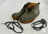 CEMPAR Cat Graphic High-Top Faux Leather Shoes Boots, Gray-Green, Rubber Sole, Laces Included. , very good condition, no size listed, 10&rdquo; heel-to-toe.