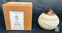 Whispering Wings Friends and Family Sandstone Tealight Holder, 4" Diameter, 3.5" Height, Handcrafted