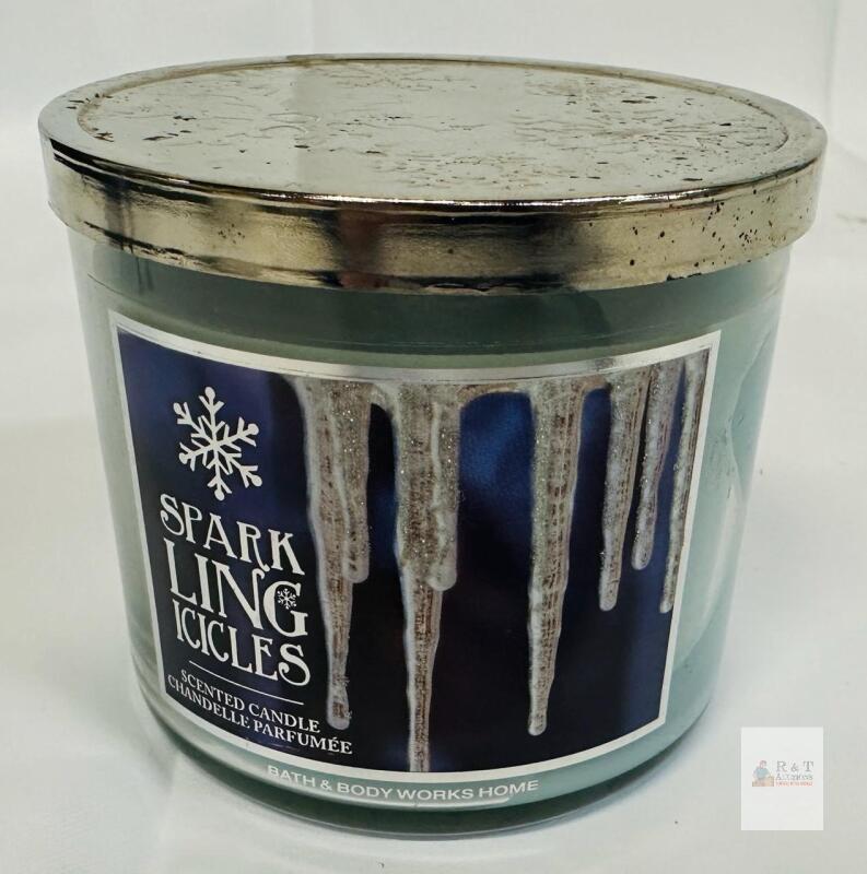 Bath & Body Works Sparkling Icicles 3-Wick Scented Candle, 14.5oz, Glass Jar, UPC 0667536883608