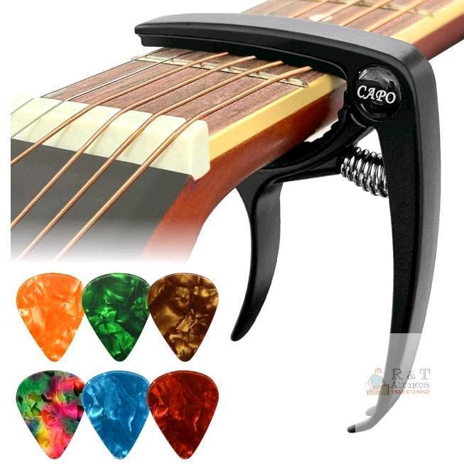 New - Guitar Capo Black Trigger Style Capo Acoustic Electric Guitar Banjo Picks