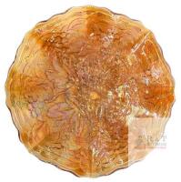 Vintage Marigold Carnival Glass Bowl with Grape and Leaf Pattern 8.5" Diameter &times; 2" tall. No Chips or Cracks