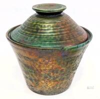 Neat Raku Pottery Lidded Jar, Signed "Toni" - 4.25" Tall