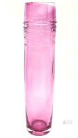 Signed Vintage Clarford Studio Glass Pink Ribbed Vase, 13.5" Tall