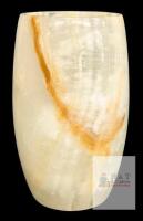 Hand-Carved Onyx Stone Vase/Cup,Cream with Tan Veining, Polished Finish, Natural Striations 8" Tall, No chips or cracks.