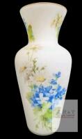 Vintage Frosted White Satin GiftCraft Floral Vase, 14.25" Tall, Made in Italy