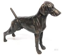 Signed Vintage T. Acevedo Tony Acevido Small Bronze FinishFreestanding Figure of a German Shorthair Pointer Dog, 4.75" Tall
