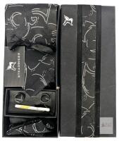 As-New Steadiness 5pc Men's Father's Day Gift Set : Tie, Pocket Square, Pair of Cufflinks & Tie-Pin in Gift Box - Black