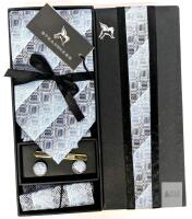 New Steadiness 5pc Men's Father's Day Gift Set : Tie, Pocket Square, Pair of Cufflinks & Tie-Pin in Gift Box - Blue