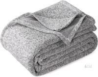 New KAWAHOME Sweatshirt Blanket QUEEN Size for Bed-Lightweight Breathable Blankets, Soft Thin Warm Knit Jersey Blanket for Hot Sleepers 90"X 90", Heather Grey