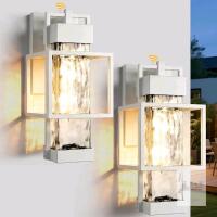 New Dusk to Dawn Outdoor Wall Lights 2 Pack IP65 Waterproof Exterior Wall Sconce for Porch Lights Outdoor, Garage & Doorway - Bulb Included (White)