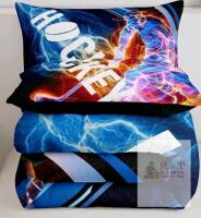 NEW Hockey Bedding Set &ndash; Twin Size Comforter & Pillowcase, Dynamic Graphic Design, Blue & Orange