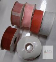 Six 1.5" Wide Sheer Organza Ribbon Spools, Pink Red White, 25yd Each, Factory-Sealed, X0004B0202Z