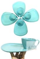 4 Sets MCM Vintage Melmac Melamine Rainboware Snack Plates & Cups, Made in Buckingham Canada