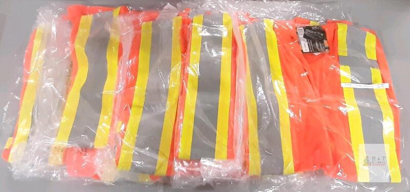 GlowActive ANSI Class 2 Long Sleeve Safety Shirts, Orange/Yellow Reflective, Medium, Lot of 5