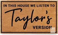 in This House We Listen to T Door Mat 30x17 Inch, Coir Welcome Mat for Covered Outdoor Area, Doormat Gift for Women