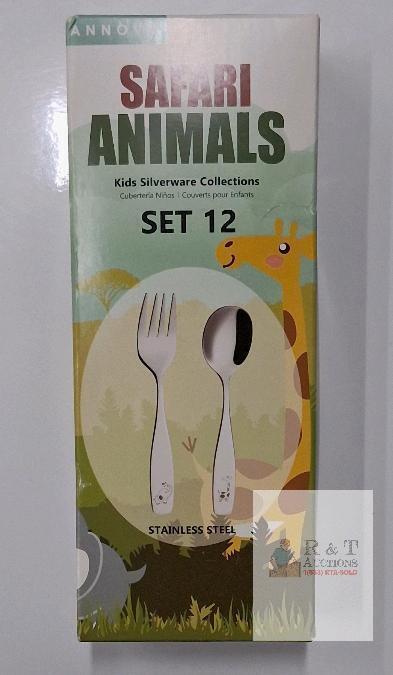 new ANNOVA Safari Animals Kids Silverware Set &ndash; 12-Piece Stainless Steel Flatware