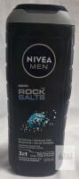 Nivea Men Rock Salts 3-in-1 Exfoliating Shower Gel, 500ml, Himalayan Salts, pH Neutral, 5419757