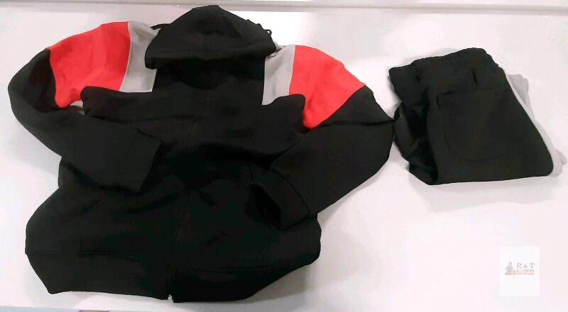 Amorica 2XL Tracksuit Set &ndash; Black/Red Hooded Zip Jacket & Joggers, Unisex, Colorblock Sleeves