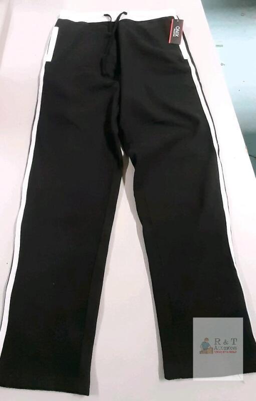 ONIX Men's XXL Track Pants, Black with White Stripes, Polyester, Drawstring, CA 51163, New with Tags