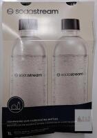 NEW SodaStream 1L Dishwasher Safe Carbonating Bottles, Set of 2, BPA-Free, Fits DUO & Crystal