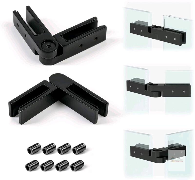 New Muzata 2Pack Black Adjustable Glass Clamp Angle (90&deg;-180&deg;) Glass Railing Clamp Fit for 3/8"-1/2"(10mm-12mm) Thinkness Balustrade Fence, GA08 BB4