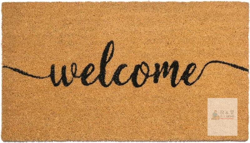 New Outdoor Welcome Mat 30x17 Inch Script, Welcome Doormat for Covered Outdoor Area, Coir Door Mat w/Non-Slip PVC Backing