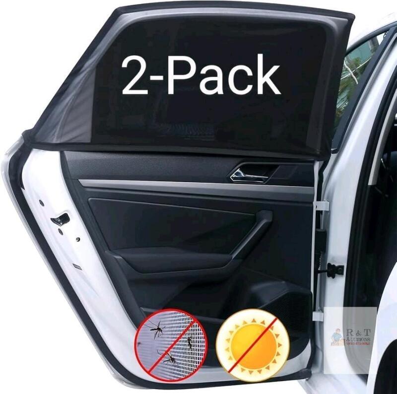 New 2-Pack Universal Car Window Screens - Protect Against Insects & UV Light, Mesh Window Screen Privacy Car Window Covers Net for Camping