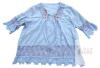 New Size 18 Women's Linen-Style Cotton Blend Boho Top Floral Embroidered Lace Shirts 3/4 Sleeve Flowy Blouses Plus Size Loose Shirts Summer Tunic Top - 3