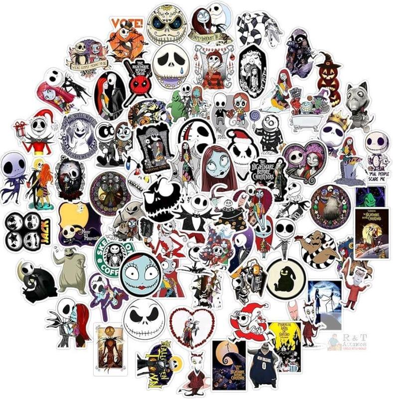 New Nightmare Before Stickers 100pcs for Laptops Water Bottles Guitars Skateboards Luggage, Party Decor & Favors