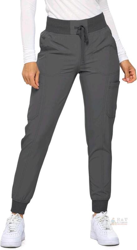 New Size XL Petite Women's Monarch Uniforms Ribbed Jogger Scrub Pants - Charcoal