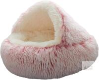 New ZaneSun Calming Round Cat / Small Dog Cave Bed with Hooded Cover, Plush Fluffy Dog Bed Anti-Anxiety Cat Cave Bed, Waterproof Bottom Washable